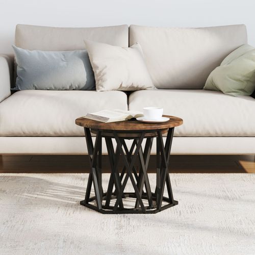 Stolik boczny 2 szt. w kolorze dębu dymnego z drewna inżynieryjnego na Arena.pl