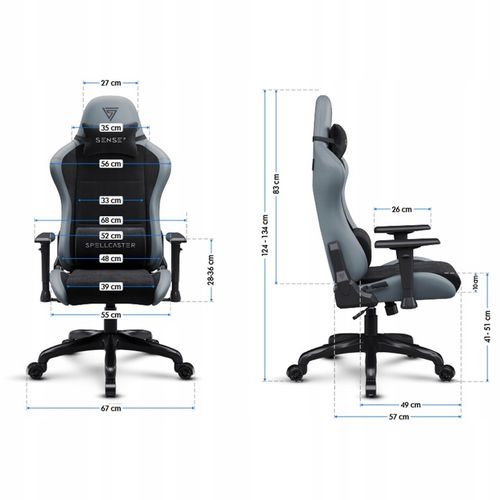 Fotel Gamingowy Biurowy Regulowany Materiał Alcantara + Ekoskóra Sense7 na Arena.pl