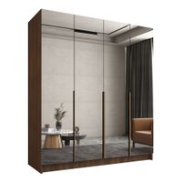 Szafa SANTI III 200 cm z lustrem-pojemna garderoba-ORZECH WARMIA+ZŁOTY