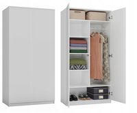 SZAFA GARDEROBA SD-90 BIAŁA 90CM DRZWI PÓŁKI POJEMNA FUNKCJONALNA
