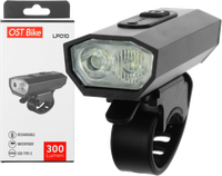 Lampa przód 300 lumen czarna wodoodporna 6 trybów świecenia OST Bike LP010