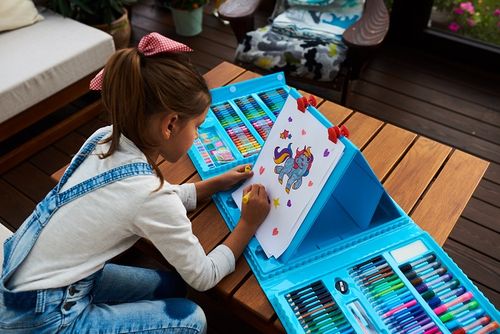 ZESTAW DO MALOWANIA RYSOWANIA ARTYSTYCZNY WALIZKA Niebieska DZIECI PREZENT na Arena.pl