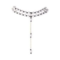 Choker z krawatką z pereł satynowych i granatowych koralików