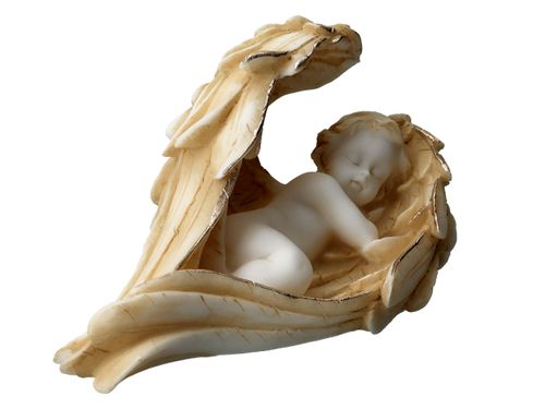 Aniołek śpiący w skrzydłach - alabaster grecki na Arena.pl
