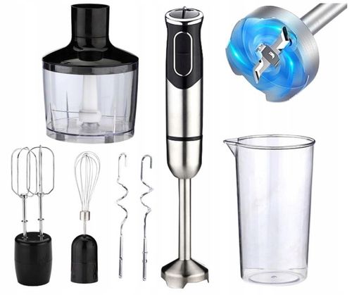 BLENDER RĘCZNY WIELOFUNKCYJNY MOCNY TYTANOWE OSTRZA ZESTAW 6W1 na Arena.pl