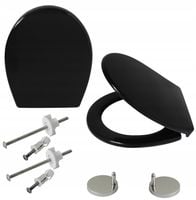 DESKA WC SEDESOWA CZARNA WOLNOOPADAJĄCA WYPINANA KLOZETOWA UNIWERSALNA