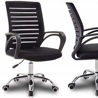 FOTEL BIUROWY OBROTOWY KRZESŁO BIUROWE DO BIURKA SIATKA CZARNY DO 150KG