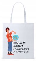 Torba Biała Eco Shopper Dla Akwarysty Prezent Z Nadrukiem Ze Zdjęciem
