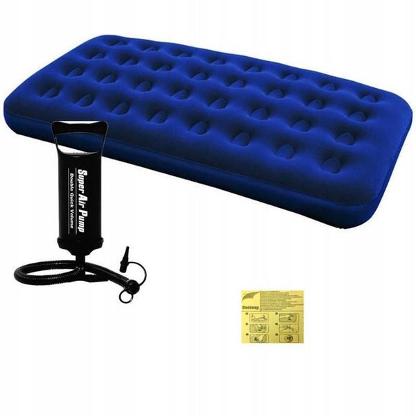 MATERAC DMUCHANY DO SPANIA WELURWY 188x99x22 cm BESTWAY z POMPKĄ zdjęcie 1