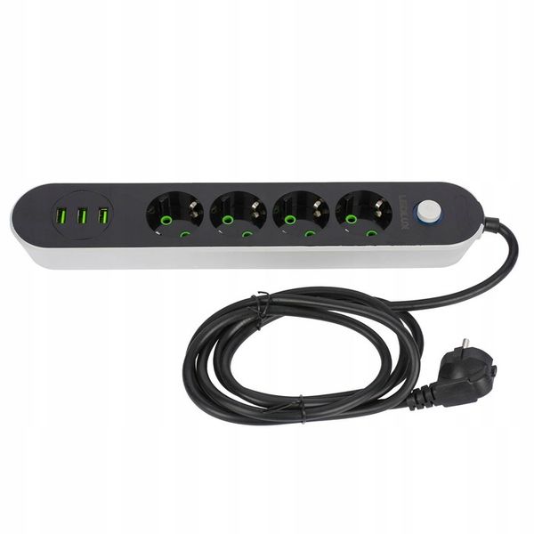 PRZEDŁUŻACZ listwa 2m 4 gniazda + 3x USB zdjęcie 5