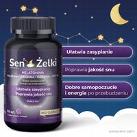Sen Żelki 60 żelek - Melatonina z Waleriana - Żelki na Dobry Sen bez Cukru