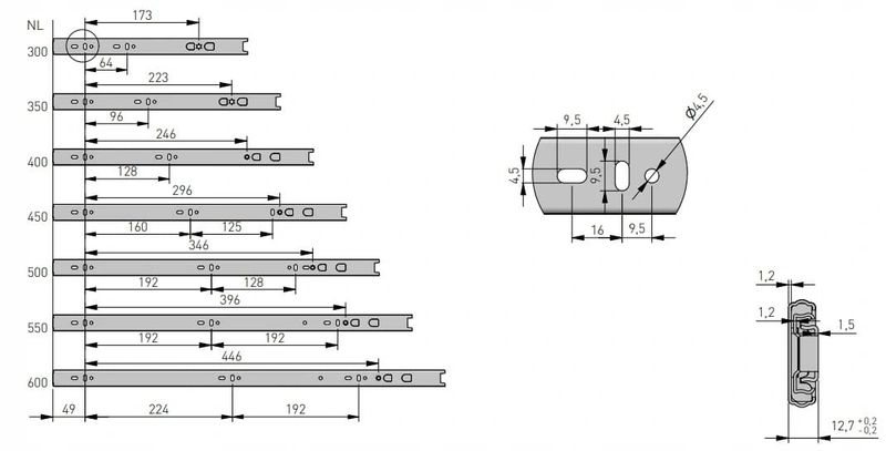 Prowadnica meblowa kulkowa GTV VERSALITE TOUCH PRO H45 mm, 300 mm, push to open, cichy domyk zdjęcie 5
