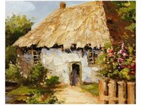 40X50CM WIEJSKI DOMEK OBRAZ