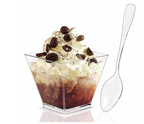 PUCHARKI NA DESERY PIRAMIDA POJEMNIKI 200ml + ŁYŻECZKI SŁODKI STÓŁ na Arena.pl