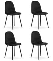 Krzesło tapicerowane PADVA czarne welur metalowe nogi zestaw 4 szt.