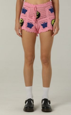 DZIEWCZYNY Szydełkowe szorty damskie RÓŻOWY r.34 na Arena.pl