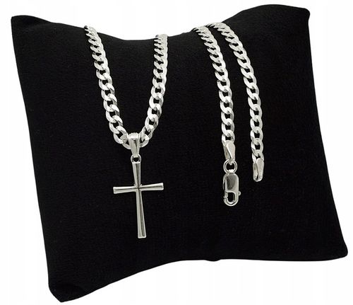 Łańcuszek Srebrny Męski Pancerka 3,80 mm z Krzyżykiem dla Mężczyzny Grawer na Arena.pl