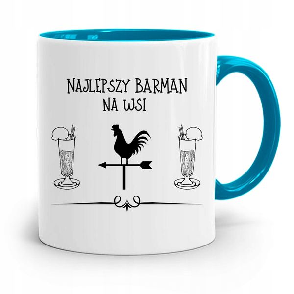 Kubek Błękitny Dla Barmana Najlepszy Na Wsi Z Nadrukiem Ze Zdjęciem zdjęcie 1