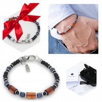 Bransoletka Męska Srebrna Prezent Dla Faceta Czarny Turmalin Na Święta