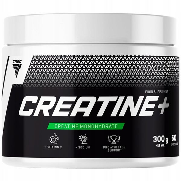 MOCNA KREATYNA MONOHYDRAT NA MIĘŚNIE RZEŹBĘ Trec Creatine+ 100% 300g WIT. C zdjęcie 2