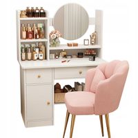 TOALETKA Z LUSTREM Z SZUFLADAMI BIAŁA DO MAKIJAŻU GLAMOUR STYL SKANDYNAWSKI