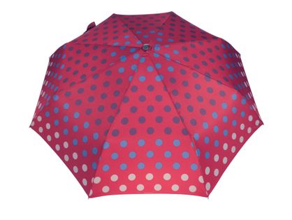 Bardzo mocna automatyczna parasolka damska marki Parasol, bordowa w groszki
