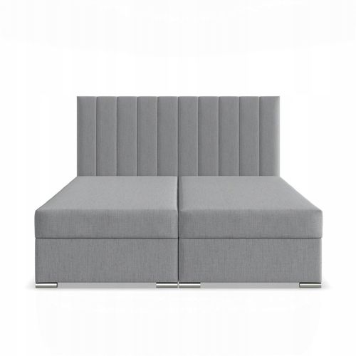 Łóżko Kontynentalne AGEN JASNY SZARY Podwójne Tapicerowane Pojemnik 180x200 na Arena.pl