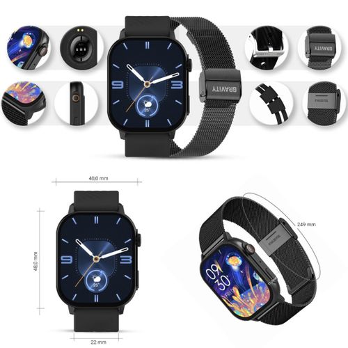 Smartwatch Gravity GT15-1 Czarny Pasek Silikonowy + Czarna Bransoleta na Arena.pl