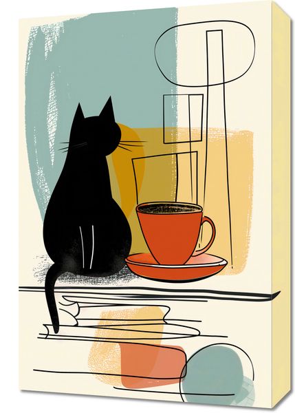 Obraz 40x60cm Kot i Kawa zdjęcie 1