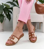 Brązowe Eleganckie Klapki Gia 39