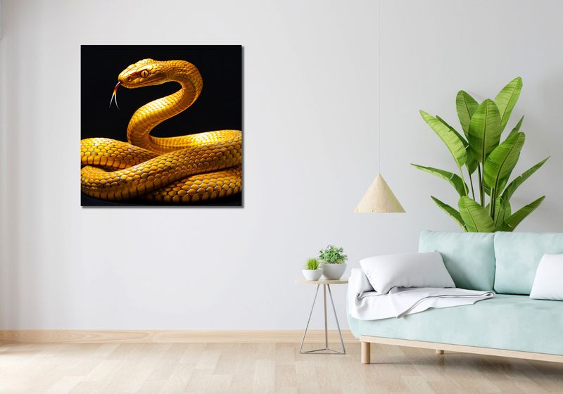 Obraz 90x90cm Złoty Wąż zdjęcie 2