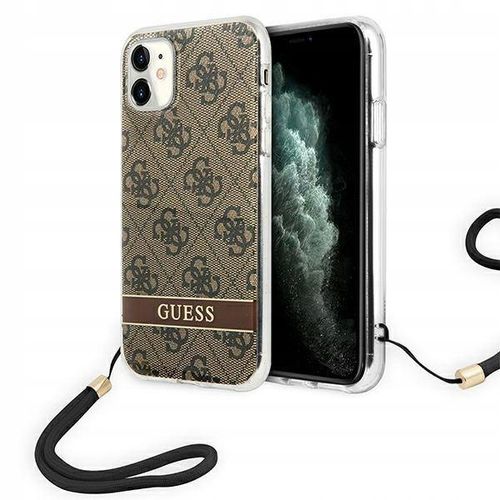 Guess Etui do iPhone 11 brązowy hardcase 4G Print na Arena.pl