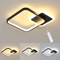 LAMPA SUFITOWA LED WISZACA CZARNA KWADRAT DO SALONU ŚCIEMNIALNA+PILOT 20W
