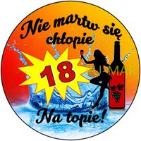 Opłatek na tort Urodziny 18 30 40 Kobieta Postać Drink Whisky Tekst Gratis