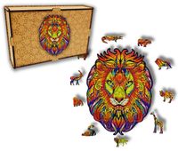 Puzzle Drewniane dla dzieci i  Lew 2 Lion 2 w pudełku drewnianym