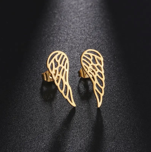 Kolczyki stal chirurgiczna pozłacane skrzydła na Arena.pl