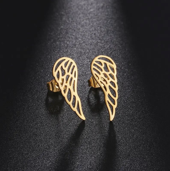 Kolczyki stal chirurgiczna pozłacane skrzydła zdjęcie 6