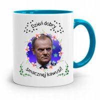 Kubek Błękitny Donald Tusk Po Platforma Prezent Z Nadrukiem Ze Zdjęciem