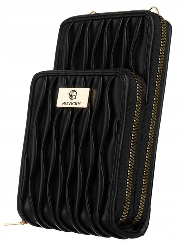 torebka-portfel ze skóry ekologicznej w czarnym kolorze z modnym na Arena.pl