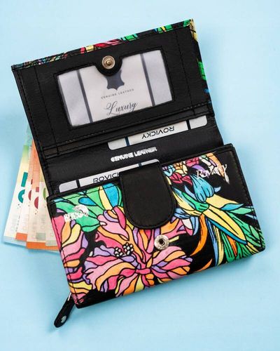 pojemny, skórzany portfel damski na zatrzask - rovicky na Arena.pl