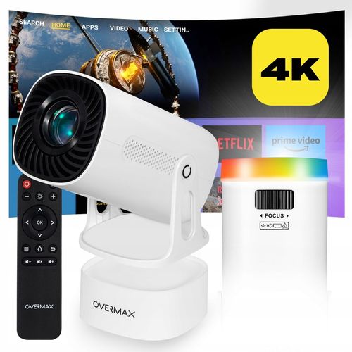 PROJEKTOR RZUTNIK ANDROID TV WIFI BEZPRZEWODOWY OBROTOWY LED PRZENOŚNY na Arena.pl