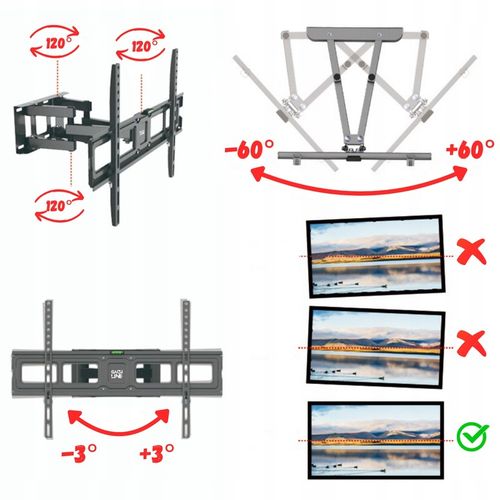 UCHWYT DO TELEWIZORA OBROTOWY UCHWYT SCIENNY WIESZAK DO TV 32-75 CALI na Arena.pl
