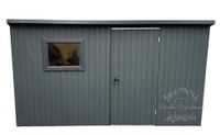 Domek Ogrodowy  Schowek Blaszany 4x4 - okno Antracyt dach Spad w tył ID442