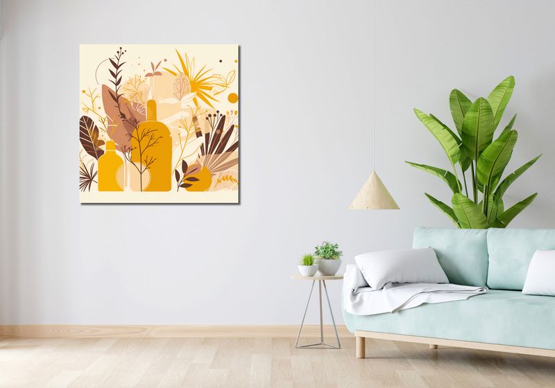 Obraz 90x90cm Złote Rośliny zdjęcie 2