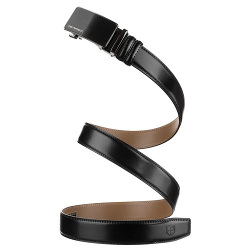 pasek męski z automatyczną klamrą wykonany ze skóry naturalnej w czarnym na Arena.pl