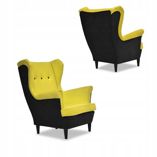 Zestaw wypoczynkowy ARI DUO sofa fotele  czarno - żółty na Arena.pl