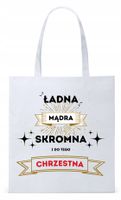 Torba Biała Eco Shopper Dla Chrzestnego Prezent Z Nadrukiem Ze Zdjęciem