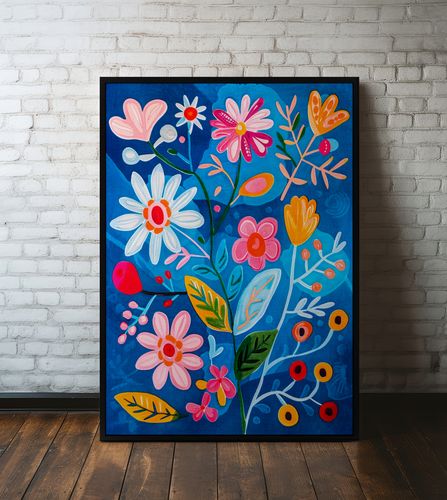 Plakat ramka kwiaty abstrakcja 61x91 cm w czarnej ramie na Arena.pl