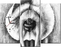 90CM 70 ZEGAR 3 ELEM BALETNICA CZERNI BIELI SCIENNY DRUK