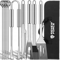 Akcesoria do GRILLA Zestaw Szczypce Przybory ze Stali Nierdzewnej Etui 9w1